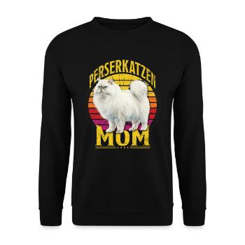 Katzenmama PERSERKATZEN MOM Persian Cat Mama - Unisex Pullover - Schwarz - Vorne - Alina (178cm) & Michal (187cm)