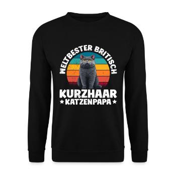 Cat Dad WORLD'S BEST BRITISH SHORTHAIR CAT DAD - Unisex Sweatshirt - black - Front - Alina (178cm) & Michal (187cm)