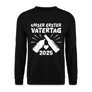 Finally dad OUR FIRST FATHER'S DAY 2025 Soon - Unisex Sweatshirt - black - Front - Alina (178cm) & Michal (187cm)
