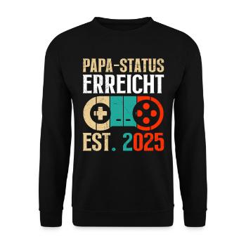 DAD STATUS REACHED EST. 2025 PlayerDad Becoming - Unisex Sweatshirt - black - Front - Alina (178cm) & Michal (187cm)