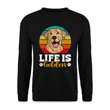 Golden Labrador LIFE IS GOLDEN Labrador Retriever - Unisex Pullover - Schwarz - Vorne - Alina (178cm) & Michal (187cm)