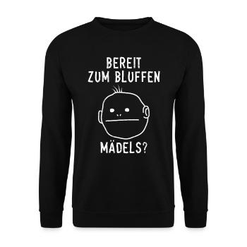 Poker Player READY TO BLUFF, GIRLS? Funny - Unisex Sweatshirt - black - Front - Alina (178cm) & Michal (187cm)