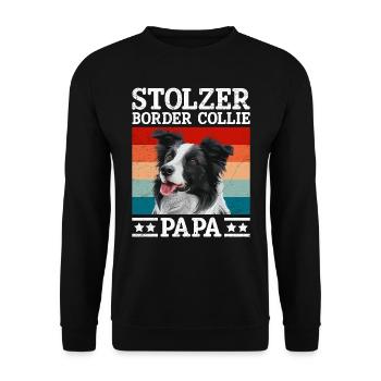 Hundepapa STOLZER BORDER COLLIE PAPA Hundebesitzer - Unisex Pullover - Schwarz - Vorne - Alina (178cm) & Michal (187cm)