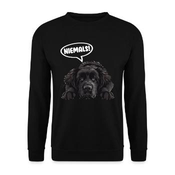 Newfoundland Funny NEVER! Newfie Stur - Unisex Sweatshirt - black - Front - Alina (178cm) & Michal (187cm)