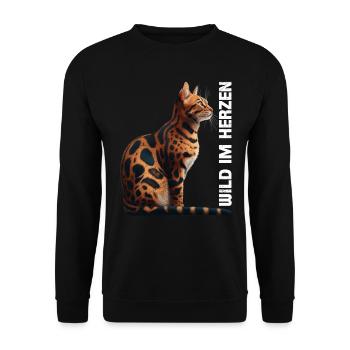 Bengal Cats WILD IN THE HEART Bengal Cats - Unisex Sweatshirt - black - Front - Alina (178cm) & Michal (187cm)