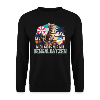 Bengalkatze MICH GIBTS NUR MIT BENGALKATZEN - Unisex Pullover - Schwarz - Vorne - Alina (178cm) & Michal (187cm)