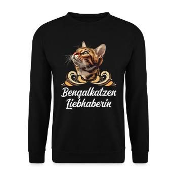 BENGALKATZEN LIEBHABERIN Bengal Katzenbesitzerin - Unisex Pullover - Schwarz - Vorne - Alina (178cm) & Michal (187cm)