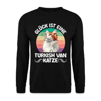 Turkish Van HAPPINESS IS A TURKISH VAN CAT - Unisex Sweatshirt - black - Front - Alina (178cm) & Michal (187cm)