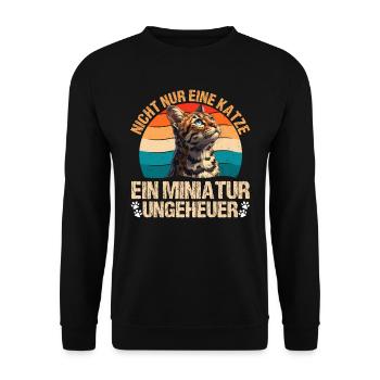 Bengalkatze NICHT NUR EINE KATZE MINIATUR - Unisex Pullover - Schwarz - Vorne - Alina (178cm) & Michal (187cm)