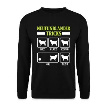 NEUFUNDLÄNDER TRICKS Lustiges Newfie Hundebesitzer - Unisex Pullover - Schwarz - Vorne - Alina (178cm) & Michal (187cm)