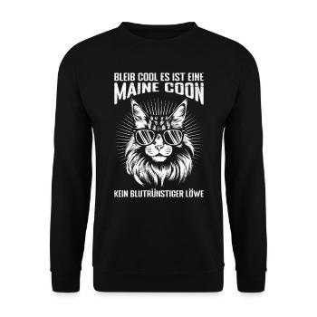 Maine Coon BLEIB COOL ES IST EINE MAINE COON KEIN - Unisex Pullover - Schwarz - Vorne - Alina (178cm) & Michal (187cm)