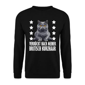 British Shorthair FOU DE MON BRITISH - Sweat-shirt Unisexe - noir - Devant - Alina (178cm) & Michal (187cm)