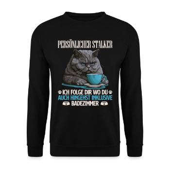 British Shorthair PERSONAL STALKER Funny - Unisex Sweatshirt - black - Front - Alina (178cm) & Michal (187cm)