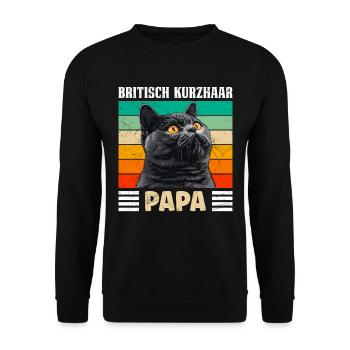 BRITISCH KURZHAAR KATZENPAPA Britisch Kurzhaar - Unisex Pullover - Schwarz - Vorne - Alina (178cm) & Michal (187cm)