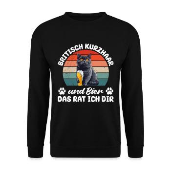 Beer and British Shorthair - Unisex Sweatshirt - black - Front - Alina (178cm) & Michal (187cm)