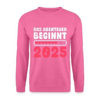 Werdende Mama DAS ABENTEUER BEGINNT 2025 ZUKÜNFTIG - Unisex Pullover - Pink - Vorne