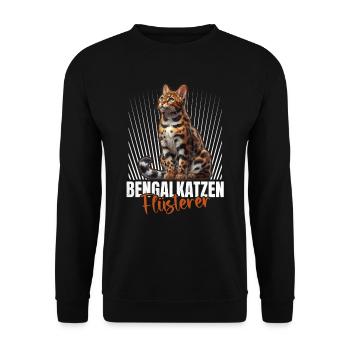 BENGALKATZEN FLÜSTERER Lustiges Bengalkatzen - Unisex Pullover - Schwarz - Vorne - Alina (178cm) & Michal (187cm)