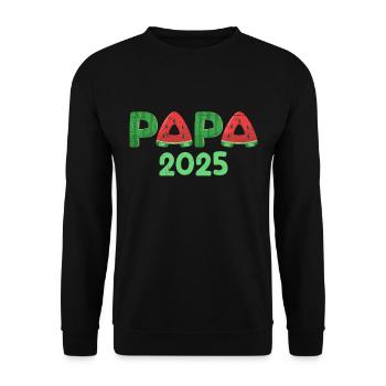 PAPA 2025 Werdender Vater Bald Papa Lustiges - Unisex Pullover - Schwarz - Vorne - Alina (178cm) & Michal (187cm)