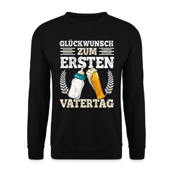 FÉLICITATIONS POUR LA PREMIÈRE FÊTE DES PÈRES - Sweat-shirt Unisexe - noir - Devant - Alina (178cm) & Michal (187cm)