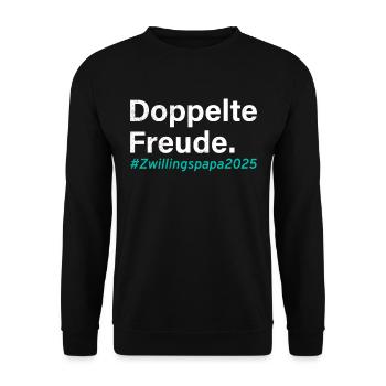 Twin dad DOUBLE JOY TWIN DAD - Unisex Sweatshirt - black - Front - Alina (178cm) & Michal (187cm)