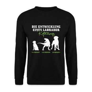 Labrador Dog THE DEVELOPMENT OF A LABRADOR - Unisex Sweatshirt - black - Front - Alina (178cm) & Michal (187cm)