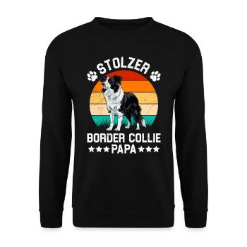 Hundepapa STOLZER BORDER COLLIE PAPA Hundebesitzer - Unisex Pullover - Schwarz - Vorne - Alina (178cm) & Michal (187cm)