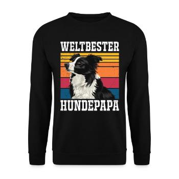 Border Collie WELTBESTER HUNDPAPA Border Collie - Unisex Pullover - Schwarz - Vorne - Alina (178cm) & Michal (187cm)