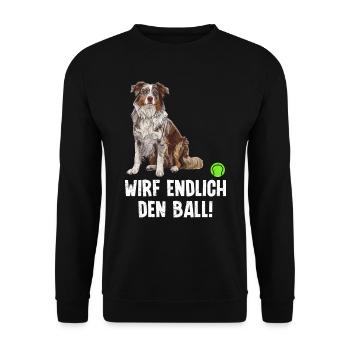 Australian Shepherd FINALLY THROW THE BALL! - Unisex Sweatshirt - black - Front - Alina (178cm) & Michal (187cm)