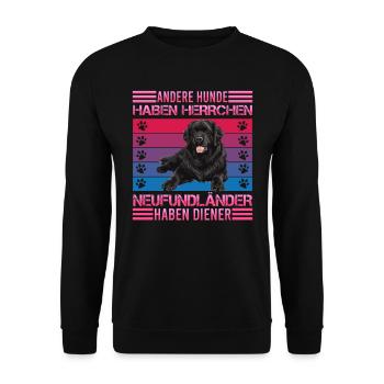 Newfie ANDERE HUNDE HABEN HERRCHEN NEUFUNDLÄNDER - Unisex Pullover - Schwarz - Vorne - Alina (178cm) & Michal (187cm)