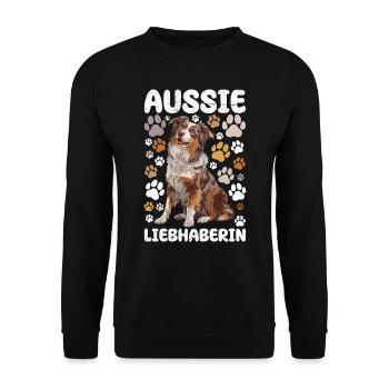 AUSSIE LOVER Dog Mom Australian Shepherd - Unisex Sweatshirt - black - Front - Alina (178cm) & Michal (187cm)