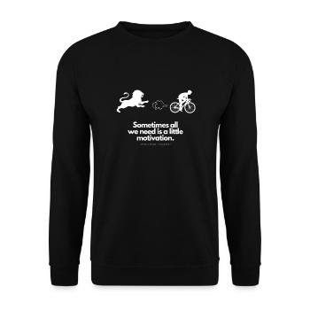 Extra Portion Motivation für Fahrradfahrer Löwe - Unisex Pullover - Schwarz - Vorne - Alina (178cm) & Michal (187cm)
