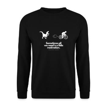 Extra Portion Motivation für Fahrradfahrer T-Rex - Unisex Pullover - Schwarz - Vorne - Alina (178cm) & Michal (187cm)