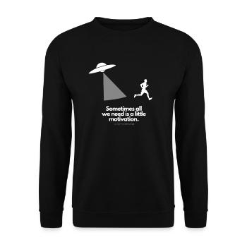 Extra Portion Motivation für Läufer Ufo - Unisex Pullover - Schwarz - Vorne - Alina (178cm) & Michal (187cm)