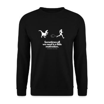Extra Portion Motivation für Läuferin T-Rex - Unisex Pullover - Schwarz - Vorne - Alina (178cm) & Michal (187cm)