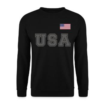 TEAM United States American Flag Banner Over Font - Unisex Sweatshirt - black - Front - Alina (178cm) & Michal (187cm)