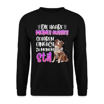 Berger Australien LES CHEVEUX DE MON AUSSIE - Sweat-shirt Unisexe - noir - Devant - Alina (178cm) & Michal (187cm)