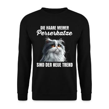 Maman chat LES POILS DE MON CHAT PERSAN SONT À LA MODE - Sweat-shirt Unisexe - noir - Devant - Alina (178cm) & Michal (187cm)