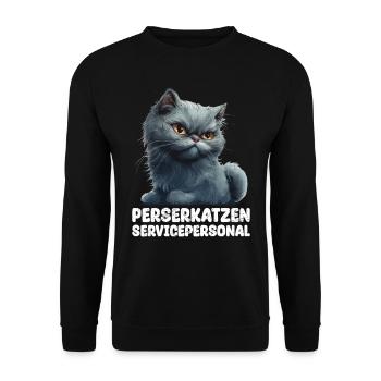 CHAT PERSAN SERVICE STAFF Drôle de chat persan - Sweat-shirt Unisexe - noir - Devant - Alina (178cm) & Michal (187cm)