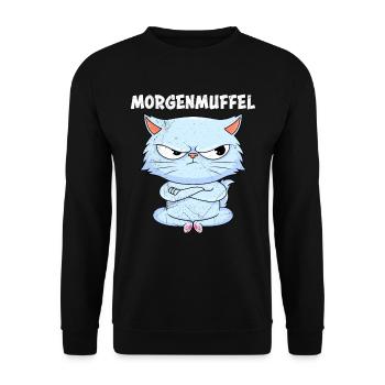 Chats persans drôle MORNING POUCH Chat propriétaire - Sweat-shirt Unisexe - noir - Devant - Alina (178cm) & Michal (187cm)