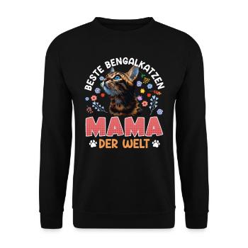 Bengalkatze BESTE BENGALKATZEN MAMA DER WELT - Unisex Pullover - Schwarz - Vorne - Alina (178cm) & Michal (187cm)