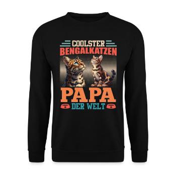 Bengal PAPA CHAT BENGAL LE PLUS COOL DU MONDE - Sweat-shirt Unisexe - noir - Devant - Alina (178cm) & Michal (187cm)