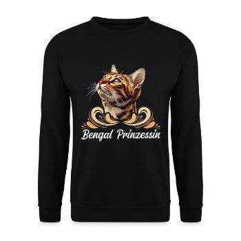 Katzenmama BENGAL PRINZESSIN Bengal Katzen - Unisex Pullover - Schwarz - Vorne - Alina (178cm) & Michal (187cm)