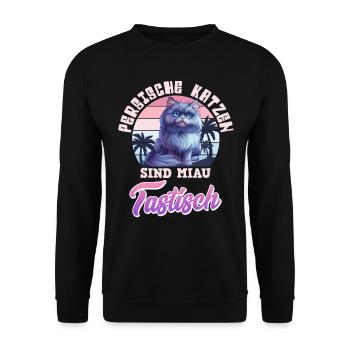 LES CHATS PERSANS SONT MIAOUS TASTIC Vintage - Sweat-shirt Unisexe - noir - Devant - Alina (178cm) & Michal (187cm)