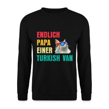 Cat Dad FINALLY DAD OF A TURKISH VAN Cat - Unisex Sweatshirt - black - Front - Alina (178cm) & Michal (187cm)