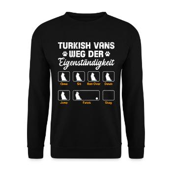 TURKISH VANS WEG DER EIGENSTÄNDIGKEIT Lustiges - Unisex Pullover - Schwarz - Vorne - Alina (178cm) & Michal (187cm)