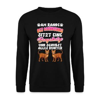 Chats du Bengale AU BORD DE LA FOLIE SE TROUVE LE BENGALE - Sweat-shirt Unisexe - noir - Devant - Alina (178cm) & Michal (187cm)