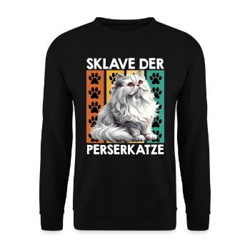 Cat Owner PERSIAN CAT SLAVE Funny - Unisex Sweatshirt - black - Front - Alina (178cm) & Michal (187cm)