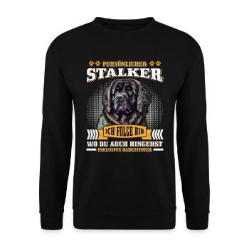 Newfie PERSONAL STALKER Funny Newfoundland - Unisex Sweatshirt - black - Front - Alina (178cm) & Michal (187cm)