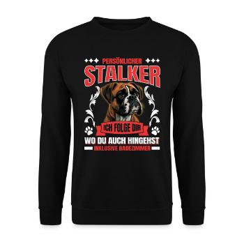 Boxer allemand PERSONAL STALKER Boxer drôle - Sweat-shirt Unisexe - noir - Devant - Alina (178cm) & Michal (187cm)