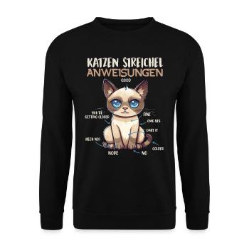 Siamese Cats PETTING INSTRUCTIONS Fun - Unisex Sweatshirt - black - Front - Alina (178cm) & Michal (187cm)